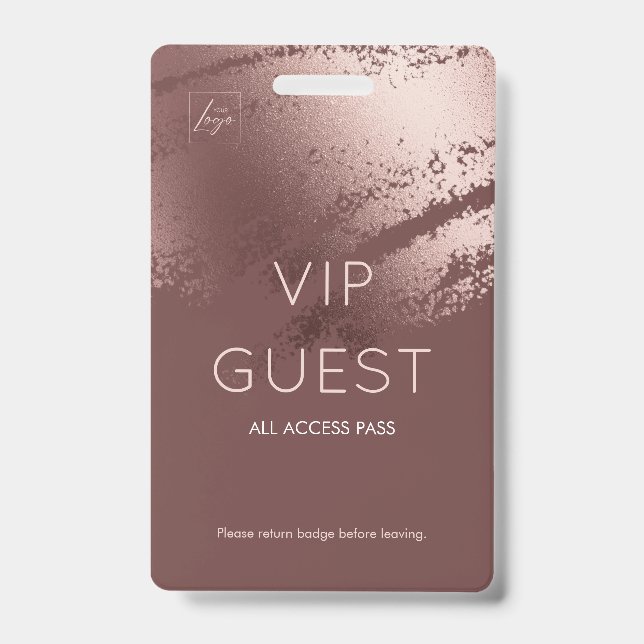 Modern Bronze Business Logo VIP Guest Badge (Front)