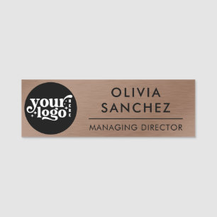 Modern Bronze Metallic Business Logo Name Tag