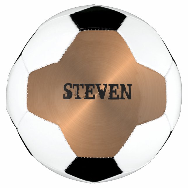 Modern Bronze Metallic Gold Sports Personalized Soccer Ball (Front)