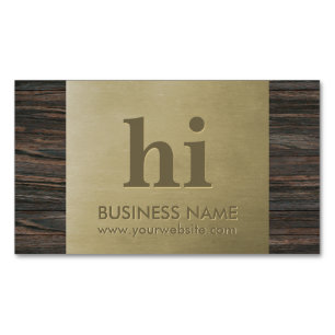 Modern Bronze Monogram Wood Texture Business Card Magnet