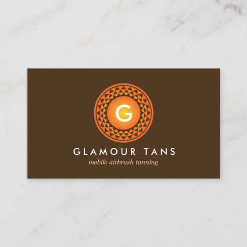 MODERN BRONZE SUN LOGO MONOGRAM for TANNING SALON Business Cards