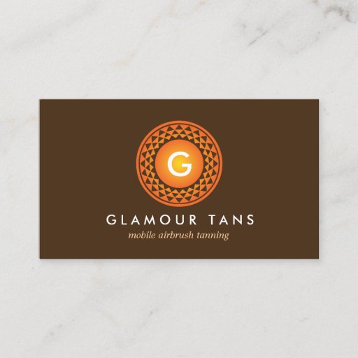 Customizable MODERN BRONZE SUN LOGO MONOGRAM for TANNING SALON Business Cards