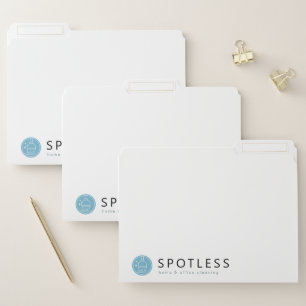 Modern Broom Logo Blue Cleaning Service File Folder