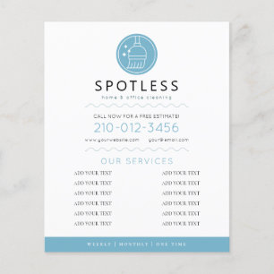 Modern Broom Logo Blue Cleaning Service Flyer