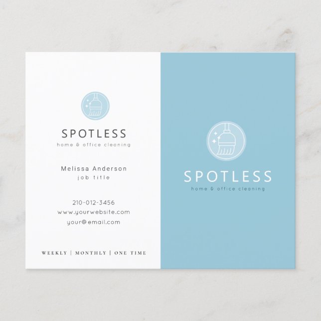 Modern Broom Logo Blue Cleaning Service Leaflet Flyer (Front)