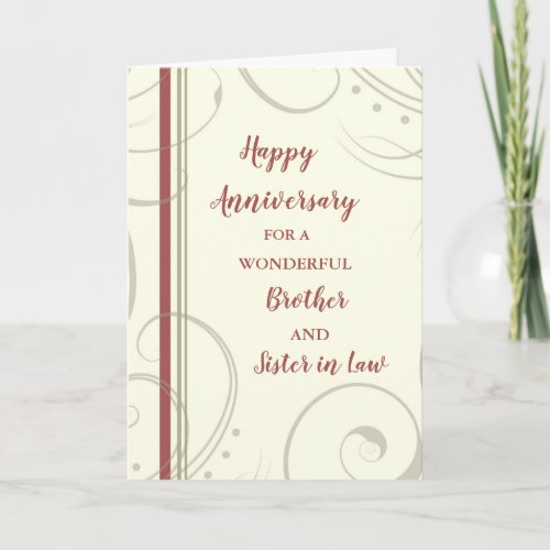Modern Brother and Sister in Law Anniversary Card