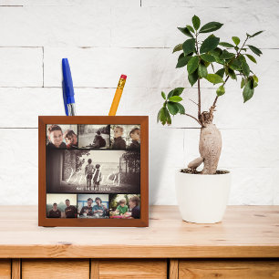 Modern Brother Best Friends Dark Photo Collage Desk Organizer