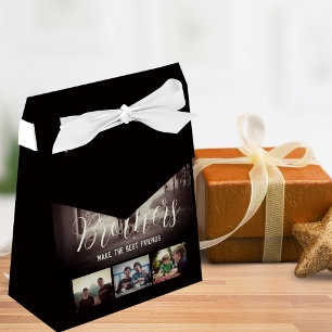 Modern Brother Best Friends Dark Photo Collage Favor Boxes
