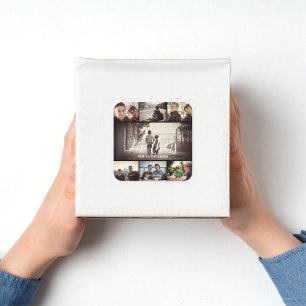 Modern Brother Best Friends Dark Photo Collage Square Sticker