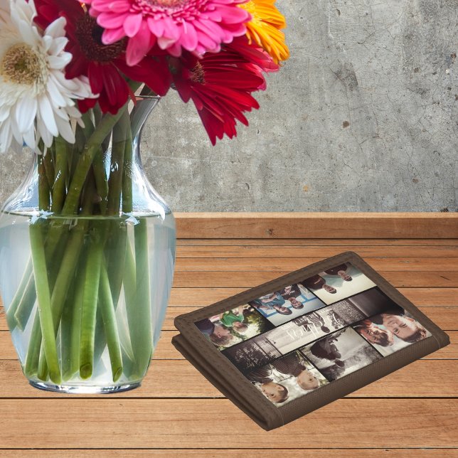 Modern Brother Best Friends Dark Photo Collage Trifold Wallet (Creator Uploaded)