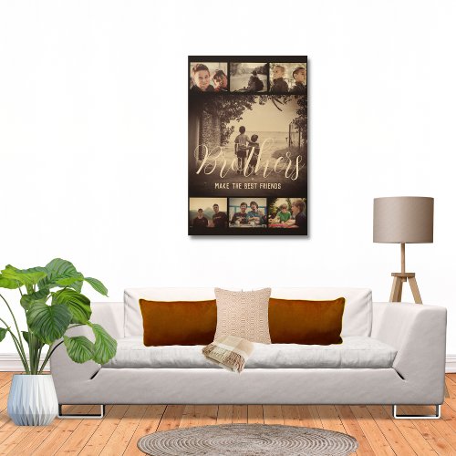 Modern Brother Best Friends Dark Photo Collage Wood Wall Art