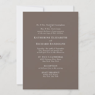 Modern Brown 2 Venue Both Parents Wedding Invitation