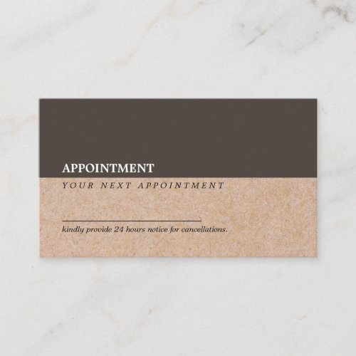 Modern Brown Accent Kraft Printed Appointment Business Card