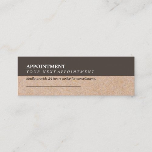 Modern Brown Accent Printed Kraft Appointment Mini Business Card