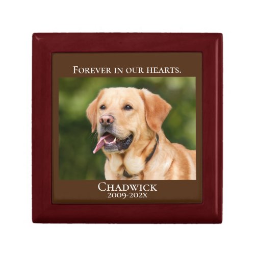 Modern Brown Add Photo Pet Memorial  Gift Box