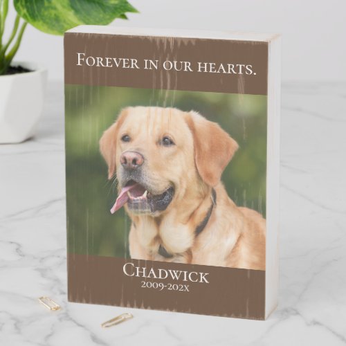 Modern Brown Add Photo Pet Memorial  Wooden Box Sign