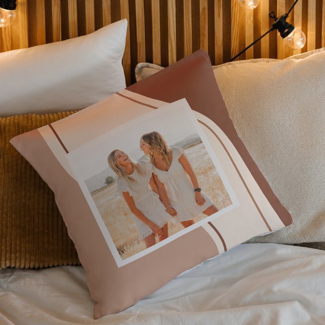 Modern Brown And Beige Shape | Photo Gift Throw Pillow (Creator Uploaded)
