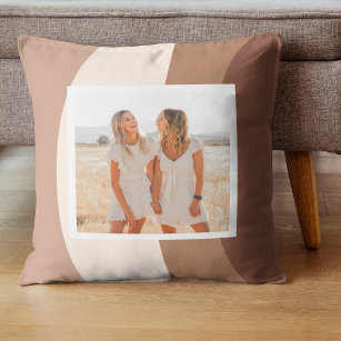 Modern Brown and Beige  Shapes   Photo  Throw Pillow