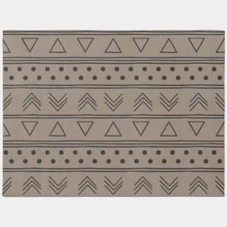 Modern Brown and Black African Mudcloth Rug