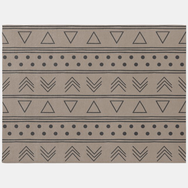 Modern Brown and Black African Mudcloth Rug (Front)