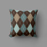 Modern Brown and Blue Argyle Throw Pillow Cushion