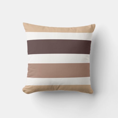 Modern Brown And White Cabana Stripe Outdoor Pillow