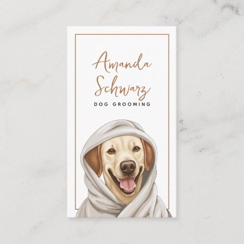 Modern Brown and White Labrador Dog Grooming Business Card