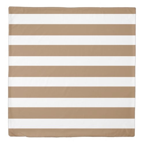 Modern Brown and White Striped Minimal Duvet Cover