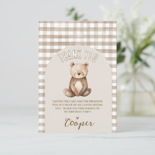 Modern Brown Arch Our Little Bear Birthday Thank You Card