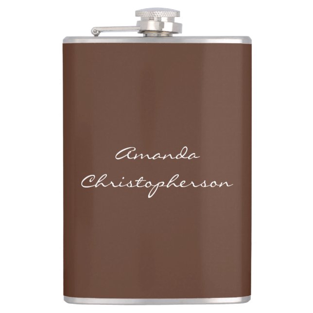 Modern Brown Background Script Add Name Flask (Front)