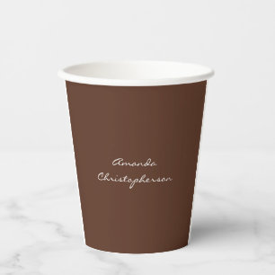 Modern Brown Background Script Add Name Paper Cups