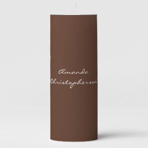 Modern Brown Background Script Add Name Pillar Candle