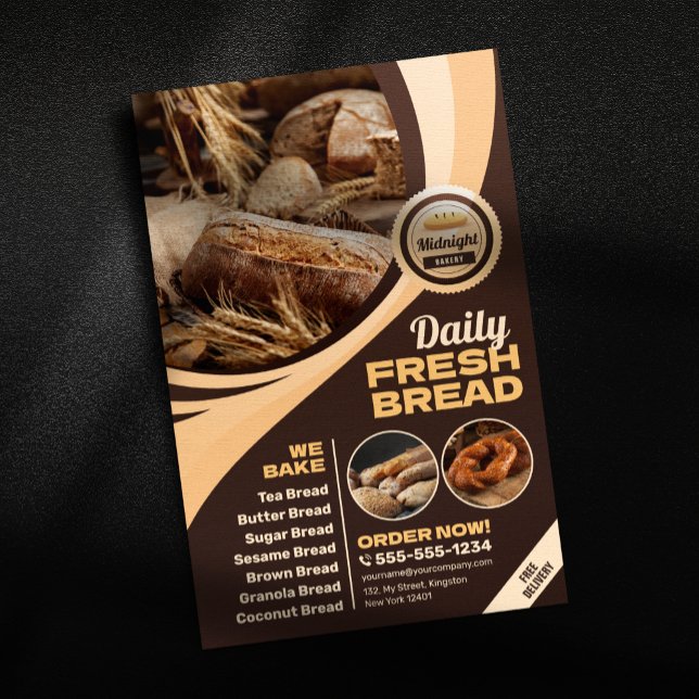 Modern Brown Bakery Bread Shop Baking Catering Flyer (Creator Uploaded)