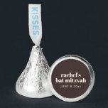 Modern Brown Bat Mitzvah Custom Name Hershey®'s Kisses®<br><div class="desc">These personalized Hershey’s Kisses feature a custom round sticker with a rich brown background and ivory cream typography for a polished bat mitzvah favor. Add a name and date to create an easy, recognizable treat guests love picking up from favor tables, candy bowls, or dessert displays. The classic chocolate pairs...</div>