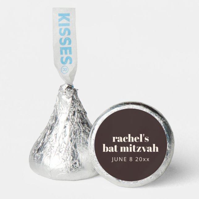 Modern Brown Bat Mitzvah Custom Name Hershey®'s Kisses® (Front)