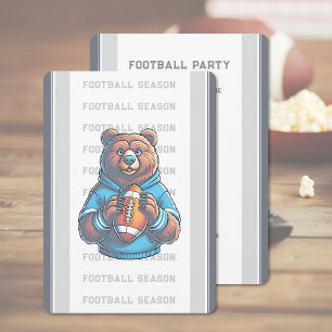 Modern Brown Bear Football Party Invitation