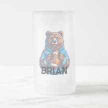 Modern Brown Bear Personalized Football Mug