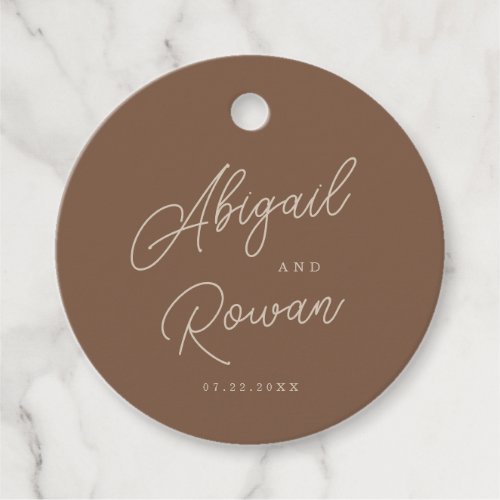 Modern Brown Beige Minimalist Round Favor Tag