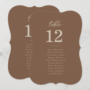 Modern Brown Beige Minimalist Table Seating Card
