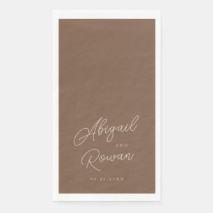 Modern Brown Beige Minimalist Wedding Guest Towels