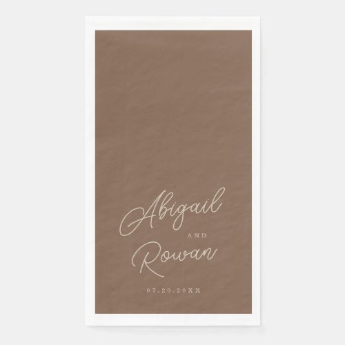 Modern Brown Beige Minimalist Wedding Guest Towels