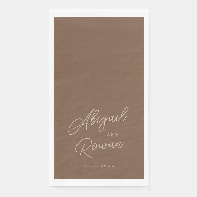 Modern Brown Beige Minimalist Wedding Guest Towels (Front)