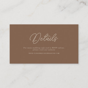 Modern Brown Beige Minimalist Wedding QR Details Enclosure Card