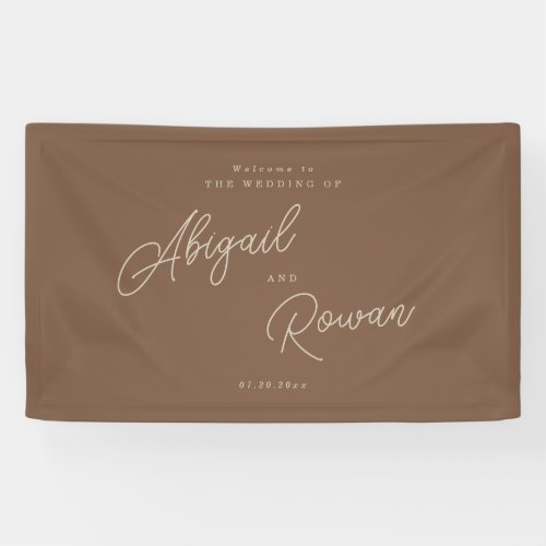Modern Brown Beige Minimalist Wedding Welcome Banner