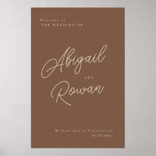 Modern Brown Beige Minimalist Wedding Welcome Sign