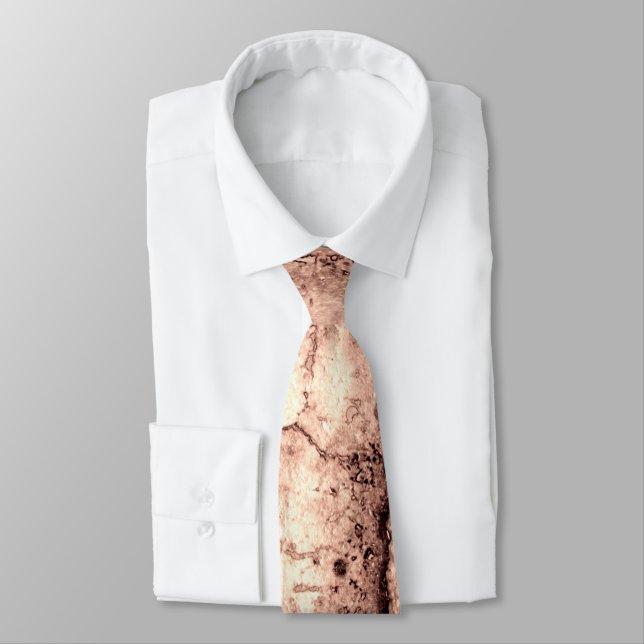 Modern brown beige sepia burnt orange granite  neck tie (Tied)