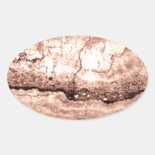 Modern brown beige sepia burnt orange granite oval sticker