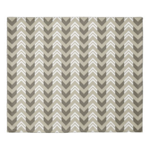 Modern Brown, Beige, White Chevron Pattern Duvet Cover