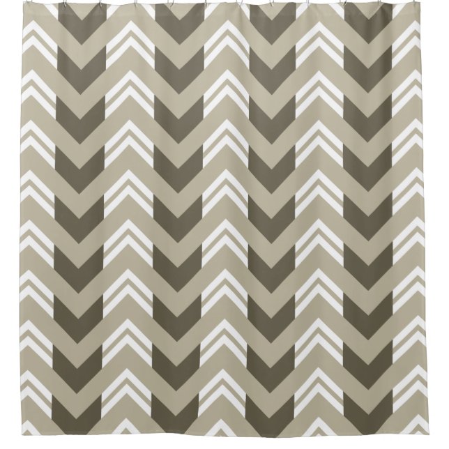 Modern Brown, Beige, White Chevron Pattern Shower Curtain (Front)