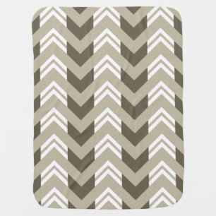 Modern Brown, Beige, White Chevron Pattern Stroller Blanket